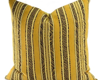 Cheetah Print Gold & Black Striped Chenille Animal Print Throw Pillow Cover, 22x22