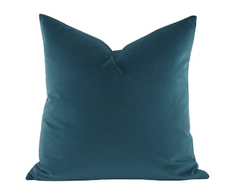 Teal Green/ Blue Velvet Throw Pillow Cover, Perfect Teal Pillow Cover, Deep Teal Velvet Throw Pillow, Boho Teal Velvet Pillow Cover