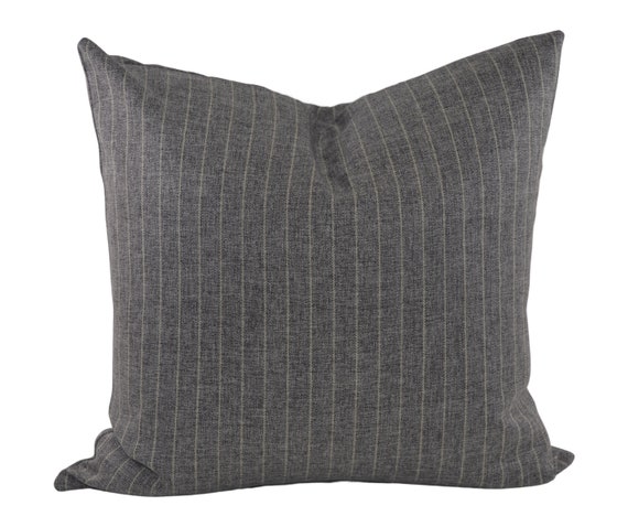 Throw Pillow Cover, Gray Men's Pinstripe Pillow Cover, 20x20, Classic Menswear Pinstripe, Living room decor, gift for her, decorative pillow