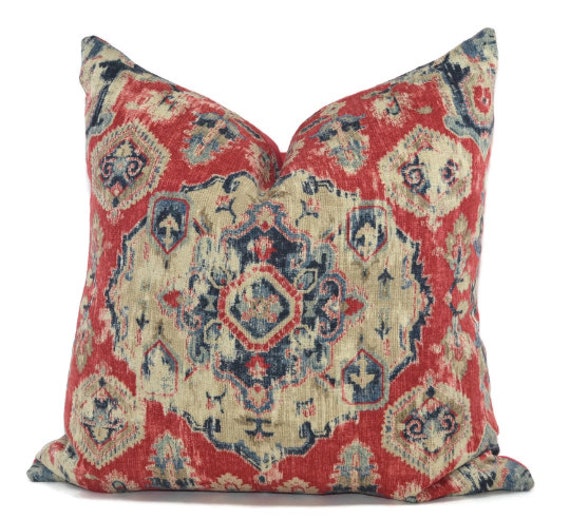 Boho Red Throw Pillow Cover Red Blue Tribal Pattern Throw Pillow Cover 20x20 18x18 Moroccan Pillow Cover Medallion Pattern Cover Etsy Canada