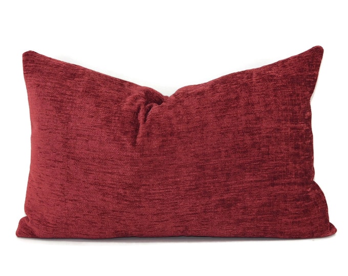 Red Chenille Throw Pillow Cover Red Pepper Chenille 16x16 Etsy