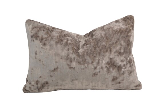 Taupe Gray Velvet Throw Pillow W INSERT INCLUDED 10x16 Tone on Tone Velvet Ikat Stripe Taupe Gray Distressed Velvet Velvet Pillow Etsy