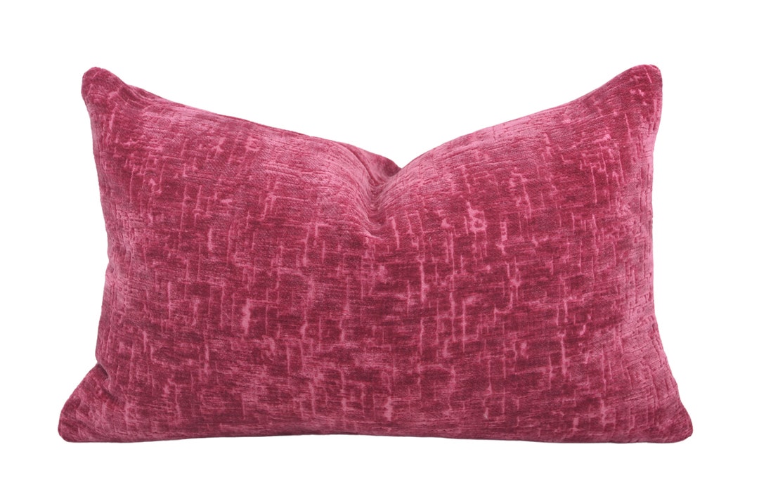 Fuchsia Pink Velvet Throw Pillow Cover, Hot Pink Velvet Pillow Cover, Cut Velvet Pillow, Deep