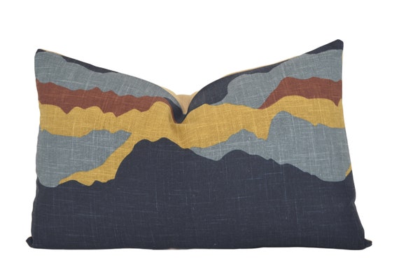 Moroccan Navy Camel Rust Gray Pillow Cover 14x22 Caldera Paintbrush Linen Winter Decor Shabby Chic Farmhouse Pillows Gifts for Her Etsy