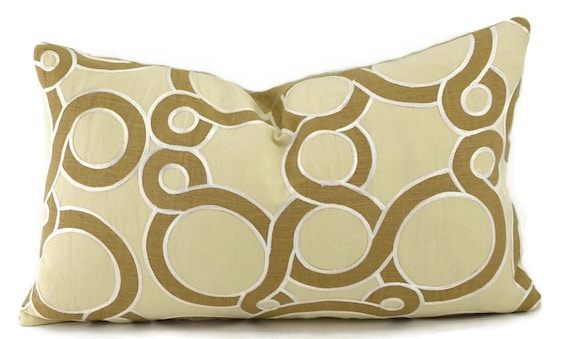 Eclectic Throw Pillow Cover Cream Tan Appliqued Circle Etsy