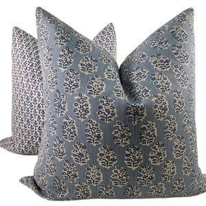 Funda de cojín decorativa con estampado rústico en azul piedra y tela chambray, VARIOS TAMAÑOS, Cojines decorativos, Funda de cojín, Decoración moderna para el hogar imagen 6