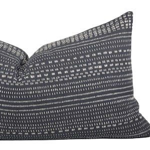 Boho Navy Throw Pillow Cover, 12x20, Woven Striped Pillow Cover, Navy & White Woven Pillow Cover, Farmhouse pillow, textured pillow cover