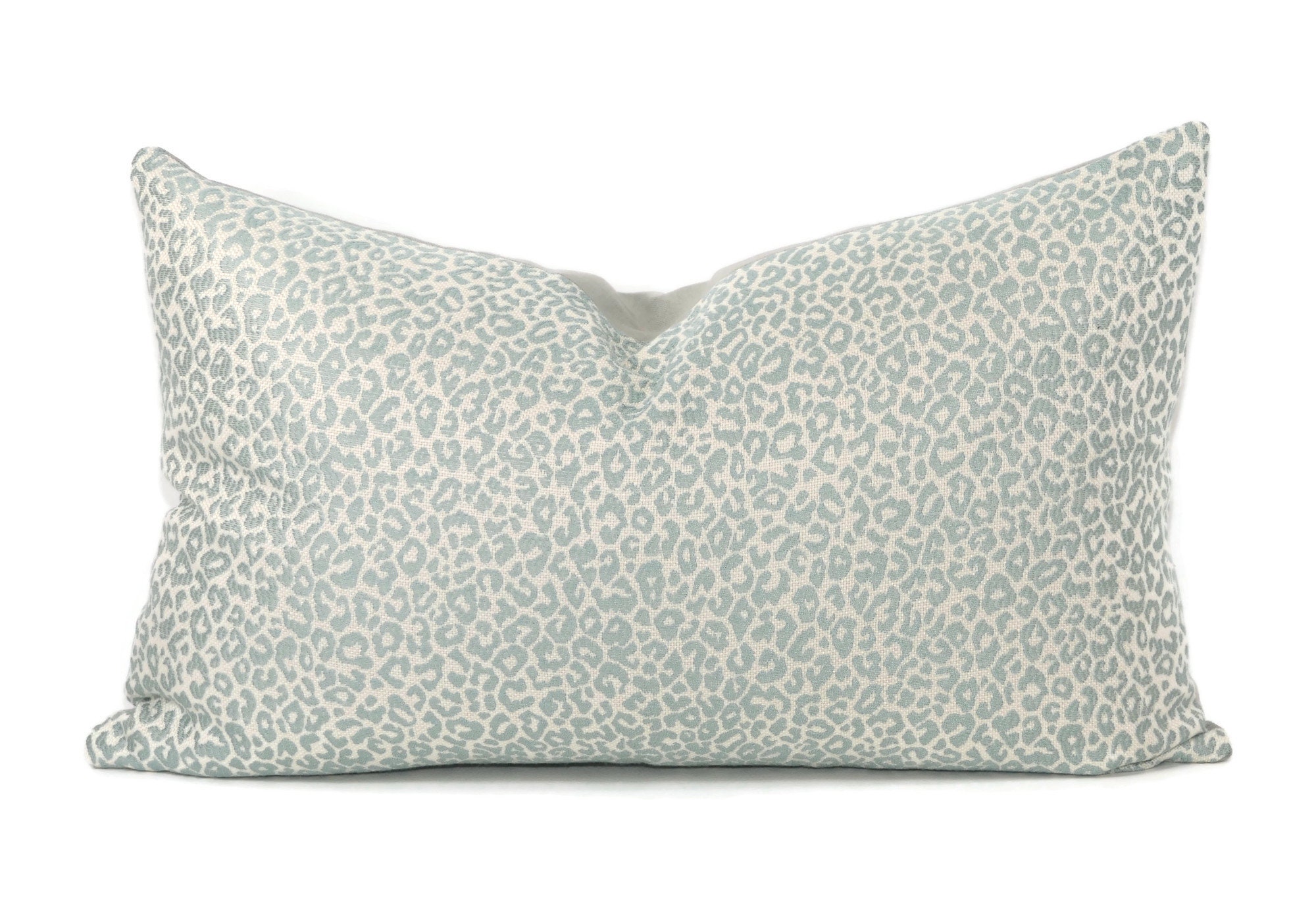 Aqua Blue & White Cheetah Print Pillow Cover 10x20 Mini Etsy