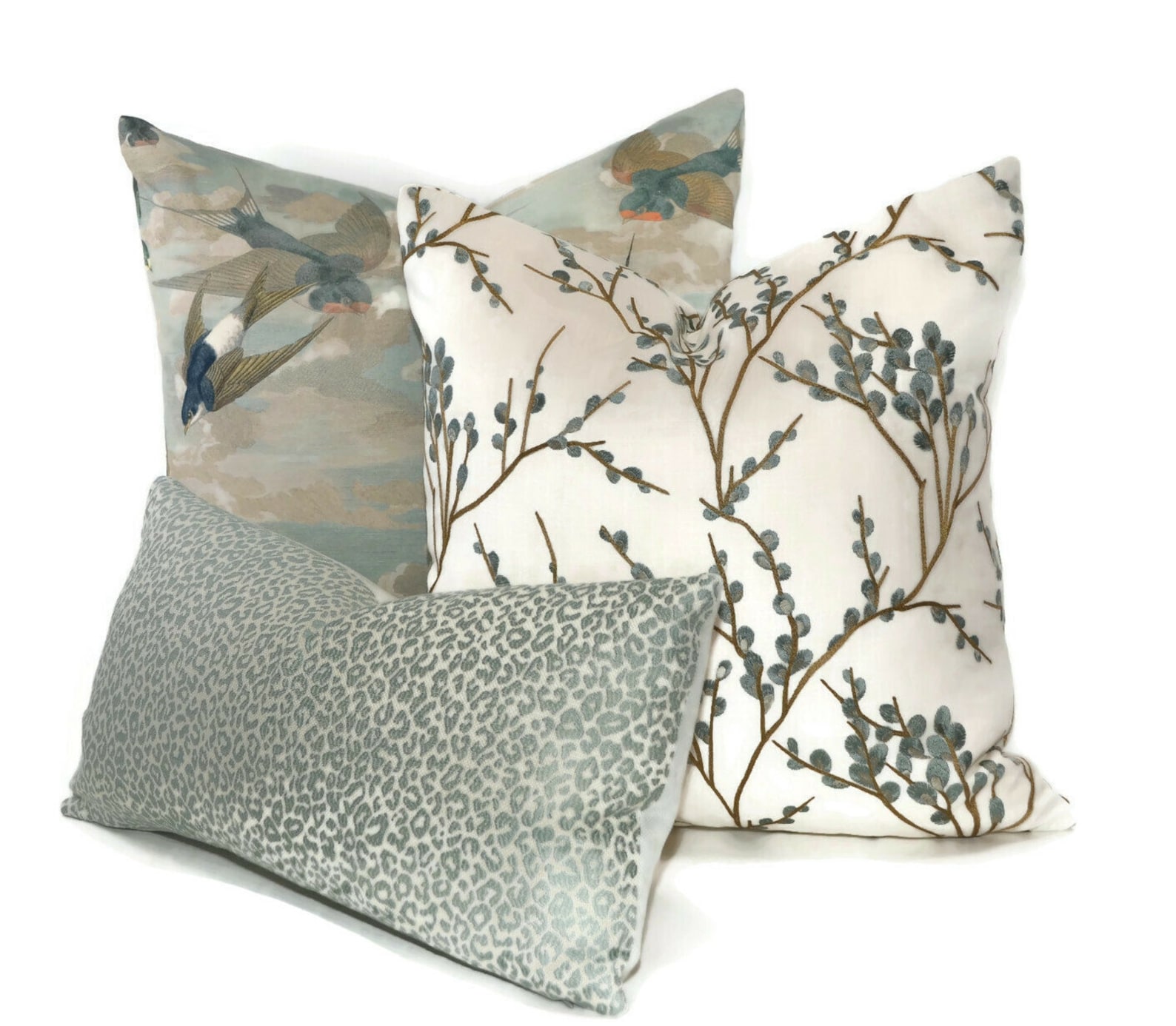 Aqua Blue & White Cheetah Print Pillow Cover 10x20 Mini Etsy