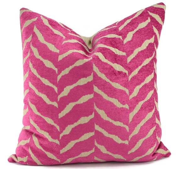 Pink Zebra Cut Velvet Throw Pillow Cover Pink Beige Zebra Etsy
