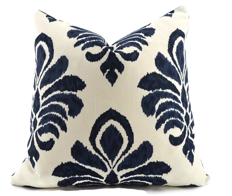 Navy Blue Ikat Decorative Pillow Cover 22x22 20x20 navy Etsy