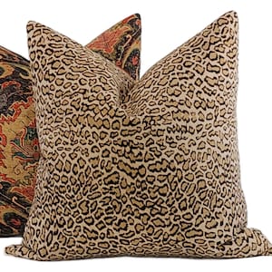 Snow Leopard Velvet Pillow Covers, MULTIPLE SIZES,  Brown, Tan, Beige Velvet Throw Pillow Cover, Animal Print Pillow Cover