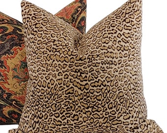 Snow Leopard Velvet Pillow Covers, MULTIPLE SIZES,  Brown, Tan, Beige Velvet Throw Pillow Cover, Animal Print Pillow Cover