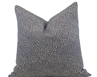 Boho Blue & White Chenille Mini Cheetah Print Pillow Cover, 20x20