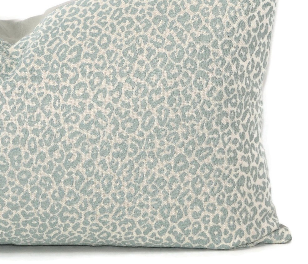 Aqua Blue & White Cheetah Print Pillow Cover 10x20 Mini Etsy
