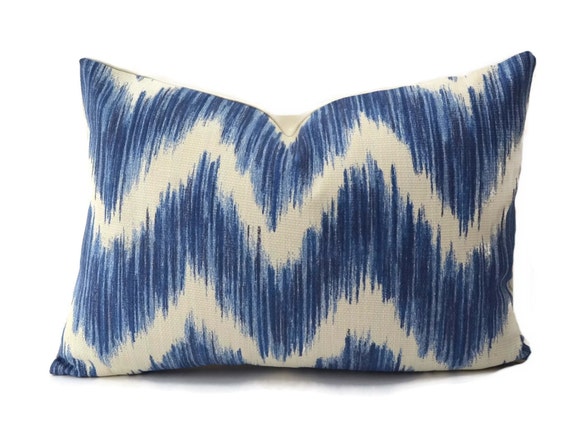 Nautical Blue Chevron Throw Pillow Cover Ikat Pillow Cover Etsy