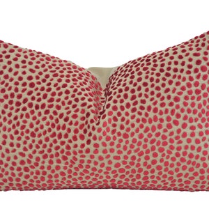 Boho Red & Tan Velvet Animal Pattern Throw Pillow Cover, MULTIPLE SIZES, Lee Jofa Cosma, Holiday Pillow, Red Velvet Animal Spots Pillow