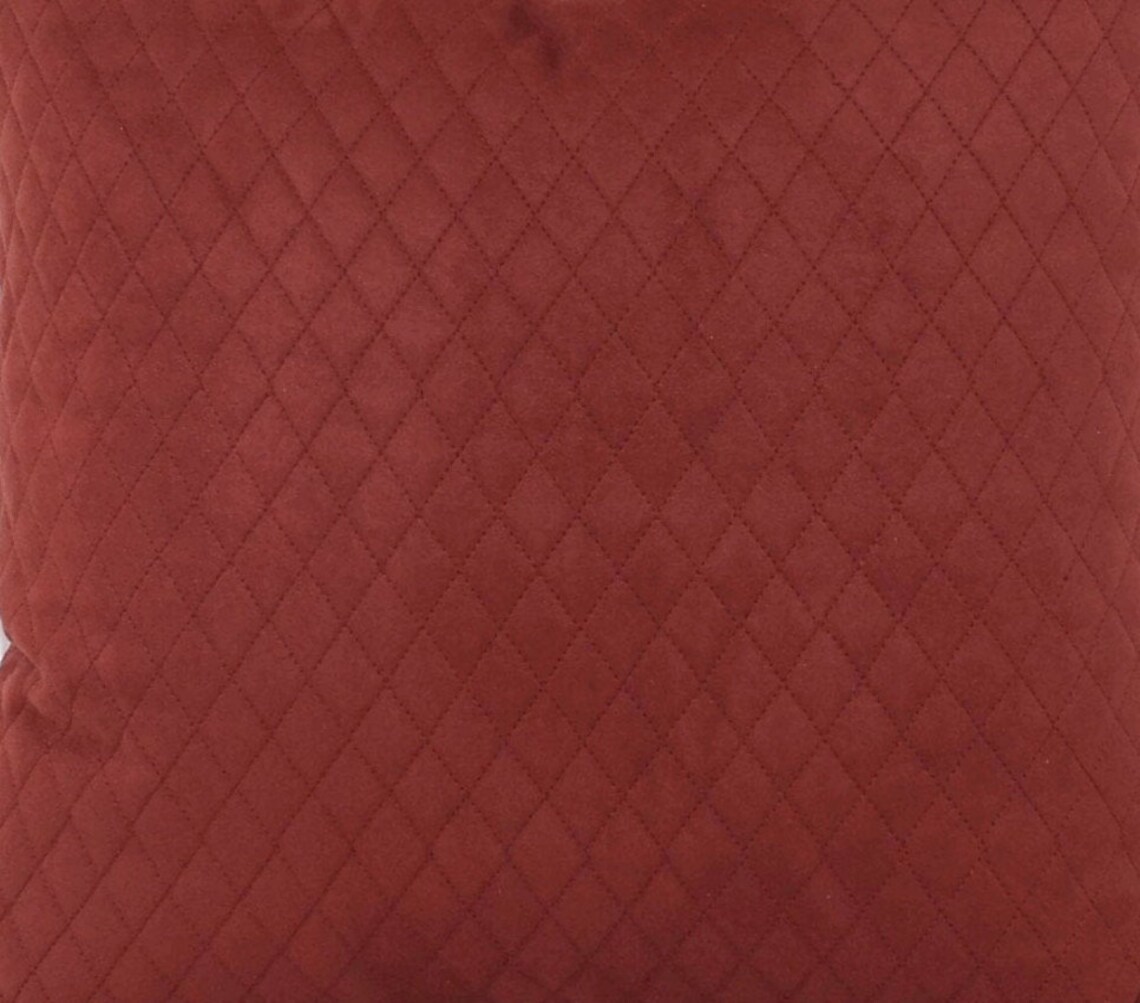 Brick Red Quilted Velvet Pillow Cover 20x20 Boho Pillows Etsy