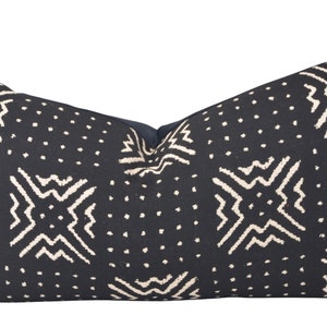 Black & White Woven Lumbar Pillow Cover, 12x20, Woven Geometric Pillow Cover, Tribal Pattern Pillow, Classic Black and White Throw Pillow