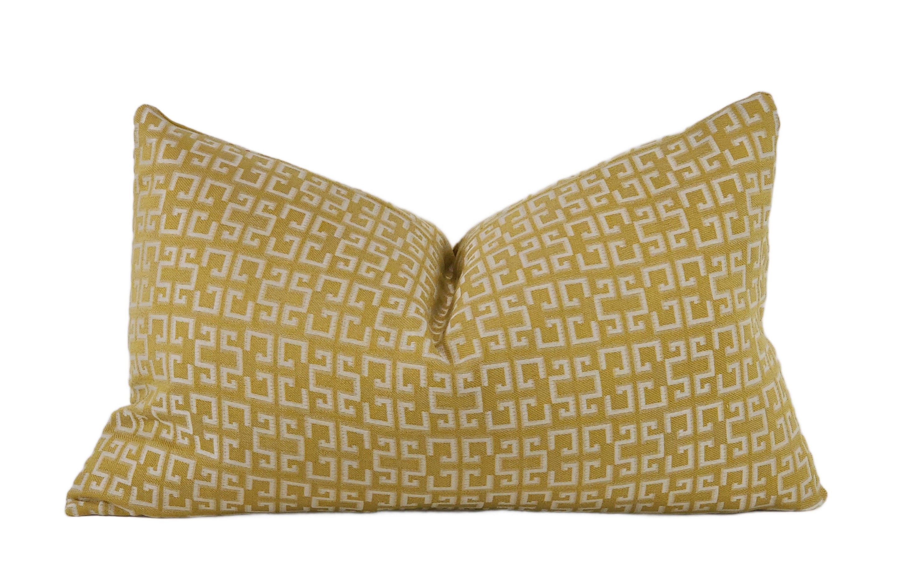 Classic Gold Greek Key Lumbar Throw Pillow Cover, 12x20