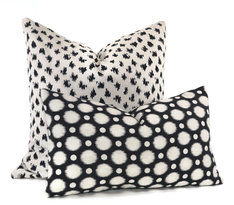 Black /& white dot pillows farmhouse pillows 12x20 modern pillows black white spot pillow throw pillow covers