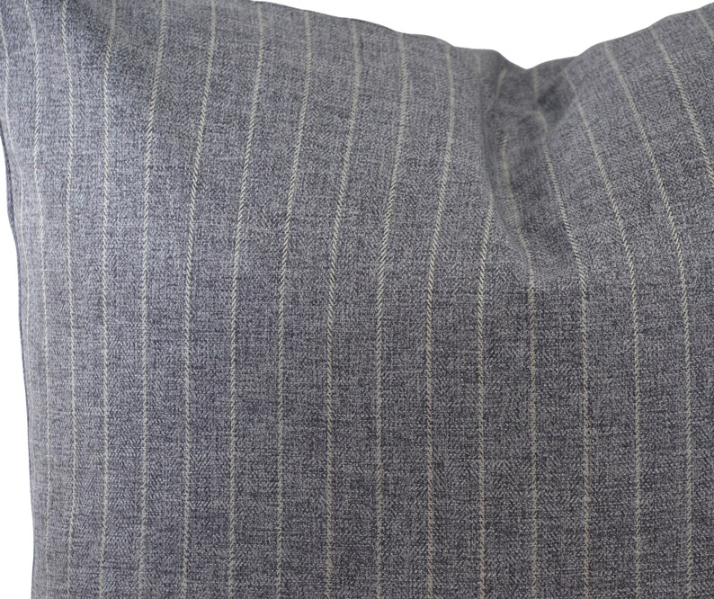 Throw Pillow Cover, Gray Men's Pinstripe Pillow Cover, 20x20, Classic Menswear Pinstripe, Living room decor, gift for her, decorative pillow 画像 2