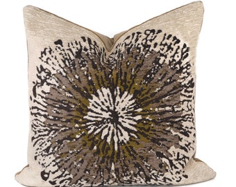 Boho Brown Chenille Dandelion Pillow Covers, 22x22, Throw Pillow Cover, Shades of brown, Fall Home Decor, Gifts for her, Modern pillows