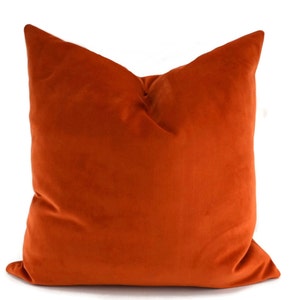Boho Burnt Orange Sueded Velvet Throw Pillow Cover, Burnt Orange Velvet Covers, Bohemian Orange,  Moroccan Orange Velvet Throw Pillow Cover