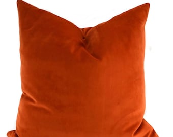 Burnt Orange Sueded Velvet Throw Pillow Cover, Burnt Orange Velvet Cover, Bohemian Orange, Boho Throw Pillow Cover, Moroccan Orange Velvet