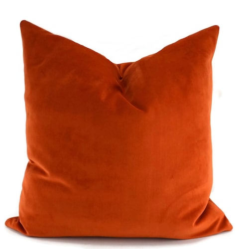 Boho Burnt Orange Sueded Velvet Throw Pillow Cover Burnt Etsy
