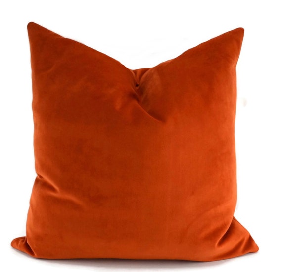 orange velvet pillow