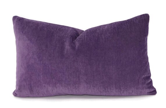 Purple Chenille Throw Pillow Cover 12x20 Lumbar Cover Etsy