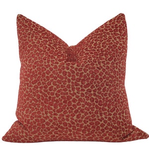 Red & Gold Chenille Animal Print Pillow Cover, MULTIPLE SIZES, Red Chenille Cheetah Print, Throw Pillow Cover, Red Cheetah Accent Pillow