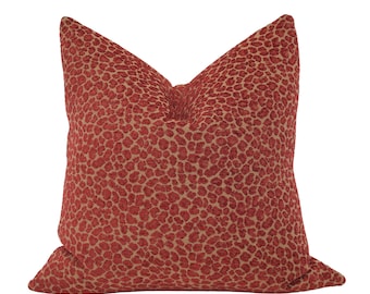 Red & Gold Chenille Animal Print Pillow Cover, MULTIPLE SIZES, Red Chenille Cheetah Print, Throw Pillow Cover, Red Cheetah Accent Pillow