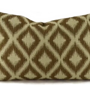 Golden Brown & Beige Woven Ikat Print Lumbar Throw Pillow Cover, 12x20