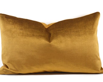 Burnished Gold Velvet Throw Pillow Cover, 14x22, Throw Pillow Cover, Boho Pillow Cover, thepillowspot, Lumbar Pillow, Throw Pillow