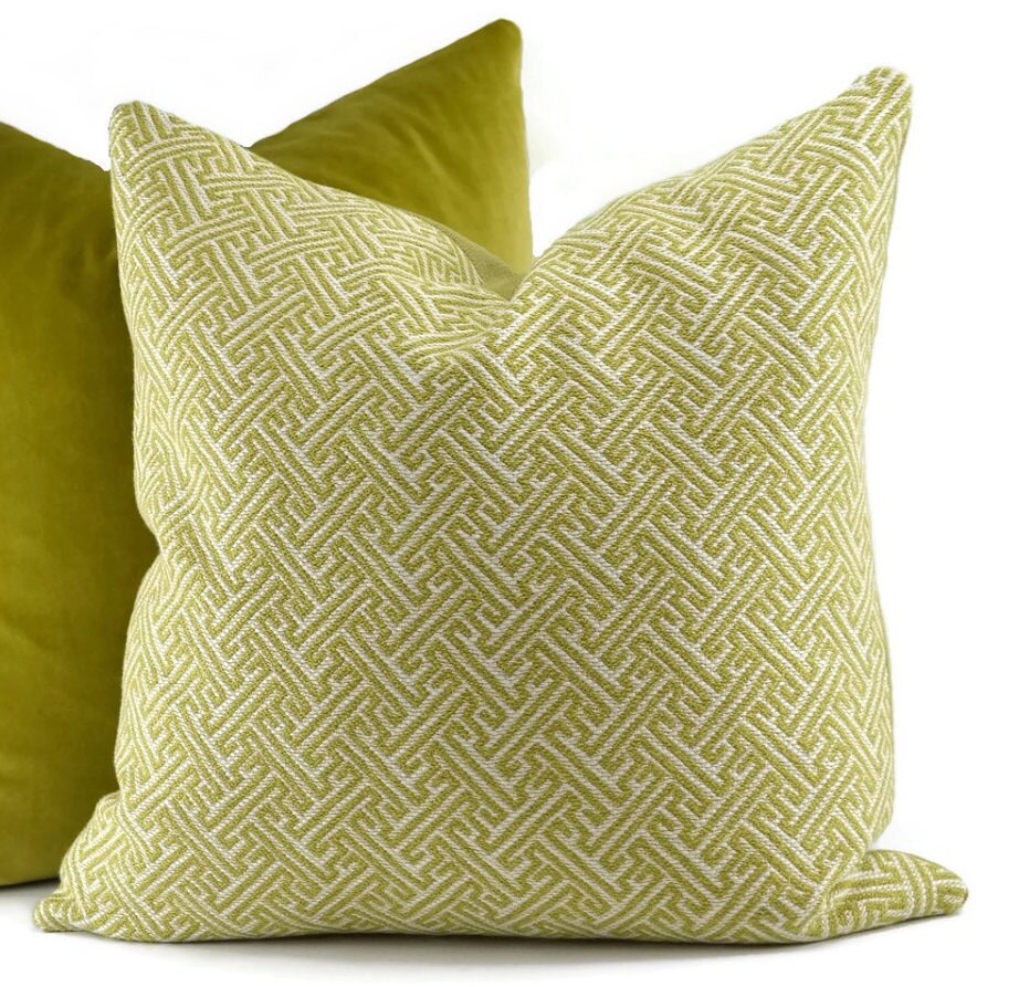 Antique Gold & Off White Celtic Knot Woven Throw Pillow