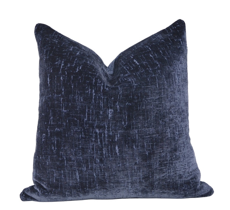 Dark Navy Velvet Pillow Cover, Navy Blue Cut Velvet Pillow Cover, Boho Throw Pillow, Classic Navy Velvet Pillow, Perfect Navy Blue Pillow image 1