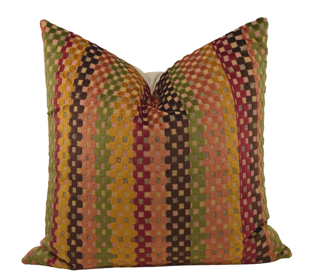 Multi Colored Chenille Pillow Cover 20x20 Moroccan Throw Etsy