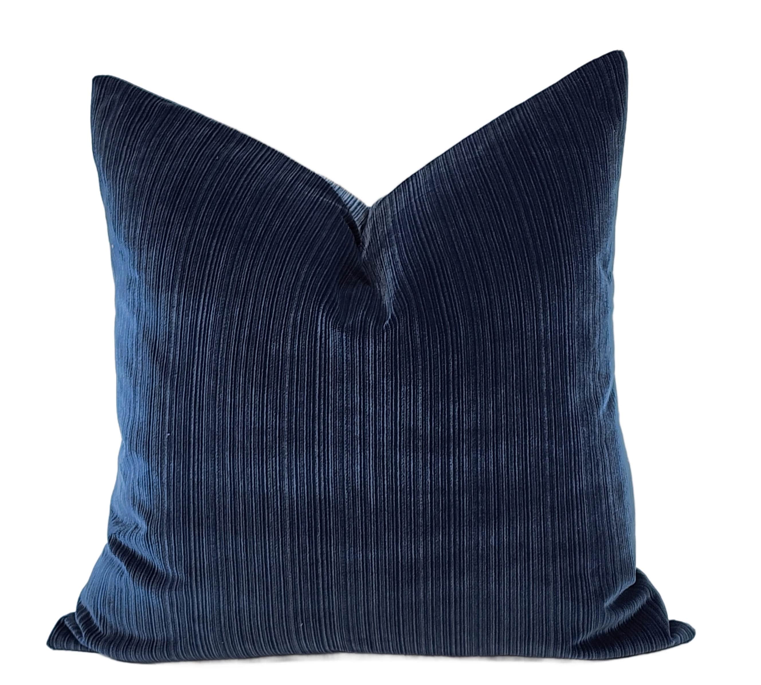 Navy Blue Striped Velvet Throw Pillow Cover MULTIPLE SIZES Tone on Tone Navy Blue Subtle Stripe Velvet Etsy