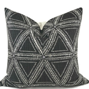 Boho Black Throw Pillow Cover, Rustic Black Pillow Cover, Farmhouse Pillow Cover, 20x20, Modern Black Pillow,  diamond pattern, throw pillow