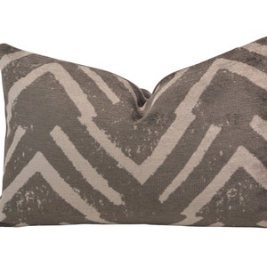Charcoal Gray Tribal Throw Pillow Cover, Lumbar Pillow Cover,Graphic Pillow Cover, Shades of Gray Velvet/ Chenille Throw Pillow Cover