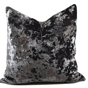 Charcoal Gray Velvet Throw Pillow Cover, Crushed Velvet Pillow Cover, 20x20, Moroccan pillow cover, Modern Pillow, Dark Gray Velvet Pillow