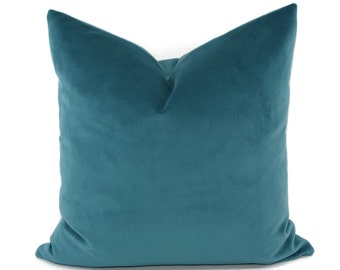 Deep Turquoise Sueded Velvet Throw Pillow covers, 18x18, 20x20, 22x22, Teal Velvet Throw Pillows, Throw Pillow Covers, Dark Teal Jewel Tone