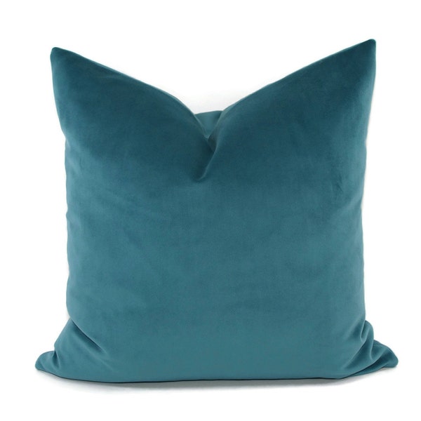 Deep Turquoise Sueded Velvet Throw Pillow covers, 18x18, 20x20, 22x22, Teal Velvet Throw Pillows, Throw Pillow Covers, Dark Teal Jewel Tone