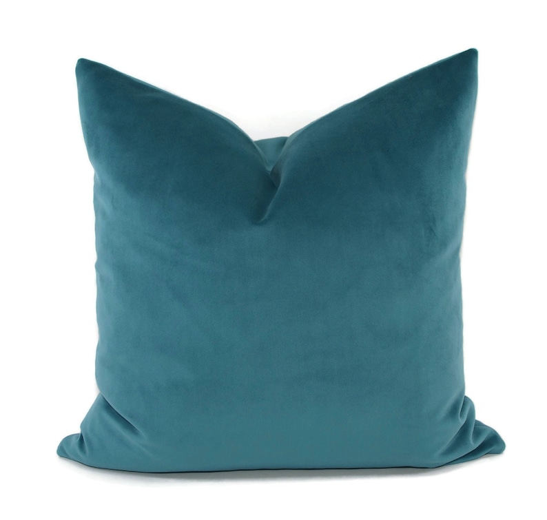 Deep Turquoise Sueded Velvet Throw Pillow Covers 18x18 Etsy