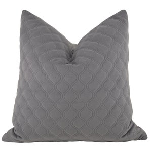 Gray Quilted Velvet Throw Pillow Cover, 20x20, Boho Pillow, Farmhouse, Modern Quilted Velvet Pillow Cover, Bohemian, Gray Velvet Pillows
