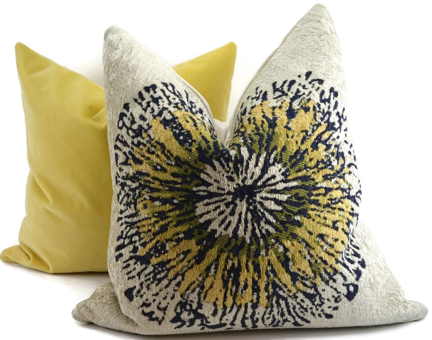 Cushion Yellow And Navy Throw Mustard And Navy Cushion