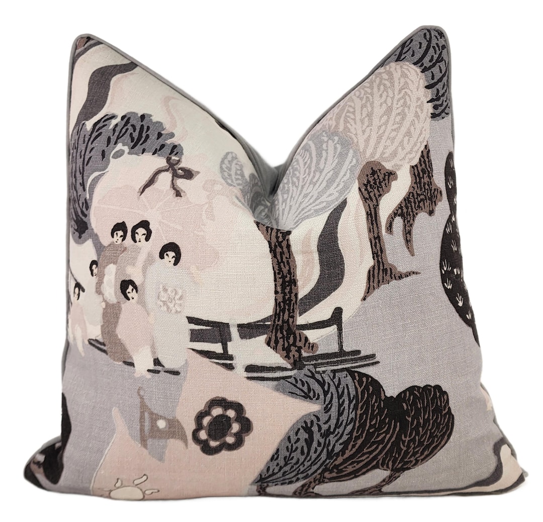 Chinoiserie Throw Pillow Cover, Schumacher Pearl River: Blush/opal ...