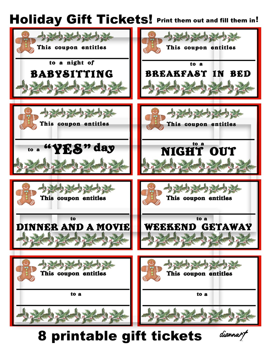Printable Gift Tickets Printable Gift Tickets
